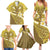 Gold Polynesia Family Matching Summer Maxi Dress and Hawaiian Shirt Tribal Pattern Tropical Frangipani