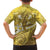 Gold Polynesia Family Matching Tank Maxi Dress and Hawaiian Shirt Tribal Pattern Tropical Frangipani