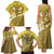 Gold Polynesia Family Matching Tank Maxi Dress and Hawaiian Shirt Tribal Pattern Tropical Frangipani