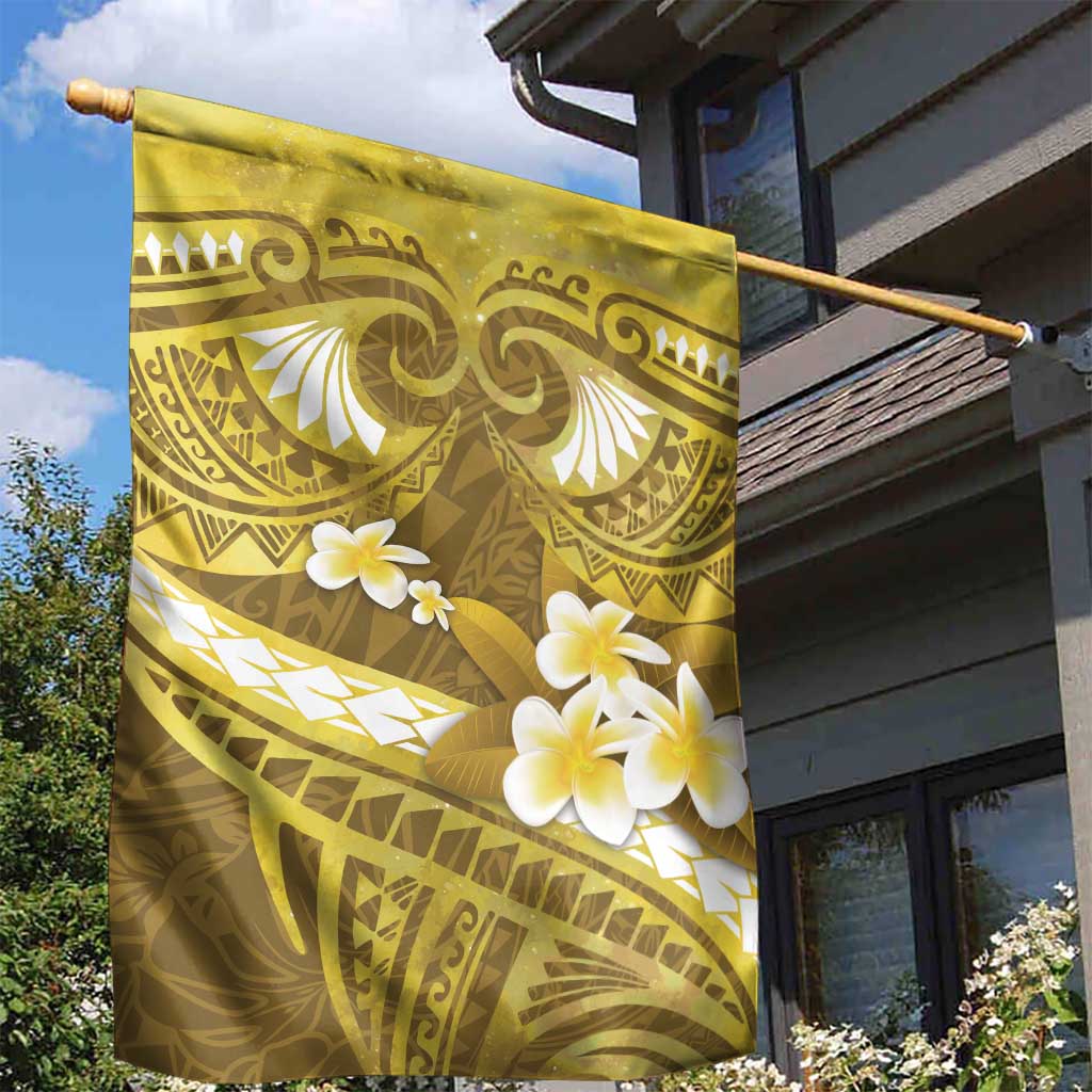 Gold Polynesia Garden Flag Tribal Pattern Tropical Frangipani LT14 - Polynesian Pride