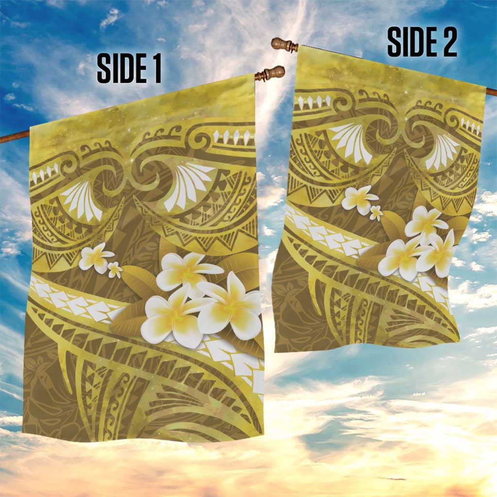 Gold Polynesia Garden Flag Tribal Pattern Tropical Frangipani LT14 - Polynesian Pride