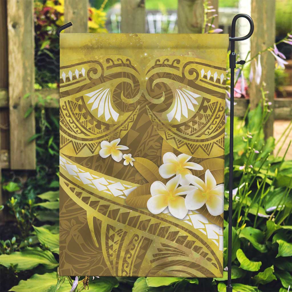 Gold Polynesia Garden Flag Tribal Pattern Tropical Frangipani LT14 Garden Flag Gold - Polynesian Pride