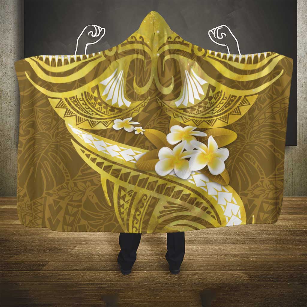 Gold Polynesia Hooded Blanket Tribal Pattern Tropical Frangipani LT14 - Polynesian Pride