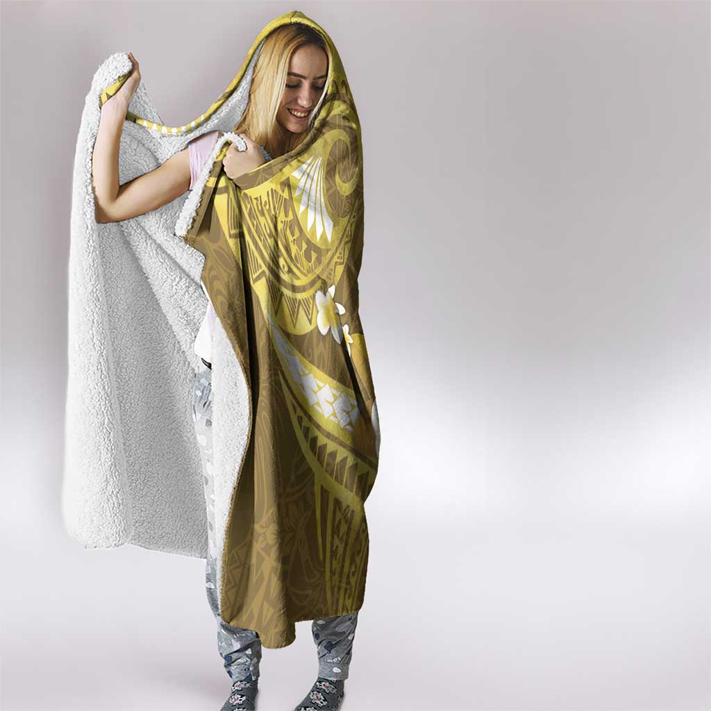 Gold Polynesia Hooded Blanket Tribal Pattern Tropical Frangipani LT14 - Polynesian Pride