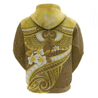 Gold Polynesia Hoodie Tribal Pattern Tropical Frangipani LT14 - Polynesian Pride