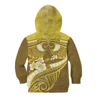 Gold Polynesia Kid Hoodie Tribal Pattern Tropical Frangipani LT14 - Polynesian Pride