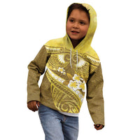 Gold Polynesia Kid Hoodie Tribal Pattern Tropical Frangipani LT14 - Polynesian Pride