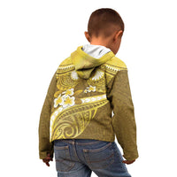 Gold Polynesia Kid Hoodie Tribal Pattern Tropical Frangipani LT14 - Polynesian Pride