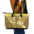 Gold Polynesia Leather Tote Bag Tribal Pattern Tropical Frangipani