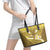 Gold Polynesia Leather Tote Bag Tribal Pattern Tropical Frangipani