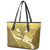 Gold Polynesia Leather Tote Bag Tribal Pattern Tropical Frangipani