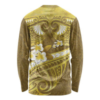 Gold Polynesia Long Sleeve Shirt Tribal Pattern Tropical Frangipani LT14 - Polynesian Pride