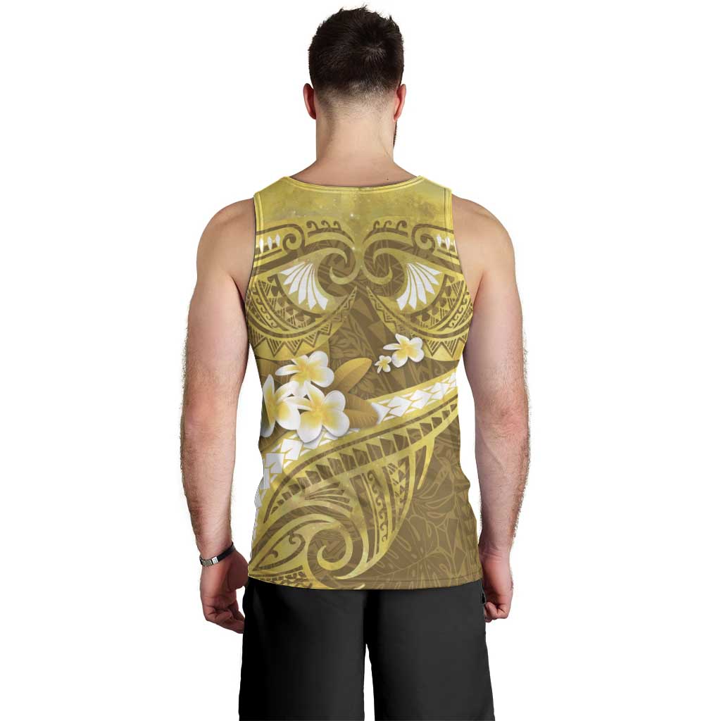 Gold Polynesia Men Tank Top Tribal Pattern Tropical Frangipani LT14 - Polynesian Pride