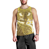 Gold Polynesia Men Tank Top Tribal Pattern Tropical Frangipani LT14 - Polynesian Pride