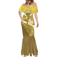 Gold Polynesia Mermaid Dress Tribal Pattern Tropical Frangipani LT14 - Polynesian Pride