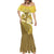 Gold Polynesia Mermaid Dress Tribal Pattern Tropical Frangipani