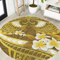 Gold Polynesia Round Carpet Tribal Pattern Tropical Frangipani LT14 Gold - Polynesian Pride