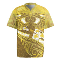 Gold Polynesia Rugby Jersey Tribal Pattern Tropical Frangipani LT14 Gold - Polynesian Pride