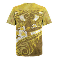 Gold Polynesia Rugby Jersey Tribal Pattern Tropical Frangipani LT14 - Polynesian Pride