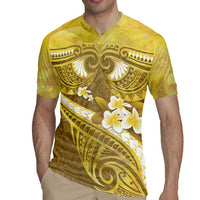 Gold Polynesia Rugby Jersey Tribal Pattern Tropical Frangipani LT14 - Polynesian Pride