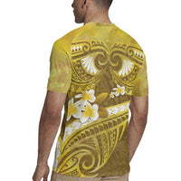 Gold Polynesia Rugby Jersey Tribal Pattern Tropical Frangipani LT14 - Polynesian Pride