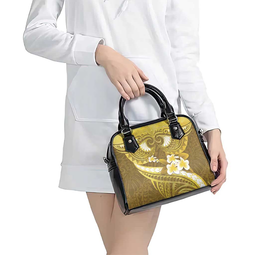 Gold Polynesia Shoulder Handbag Tribal Pattern Tropical Frangipani LT14 - Polynesian Pride
