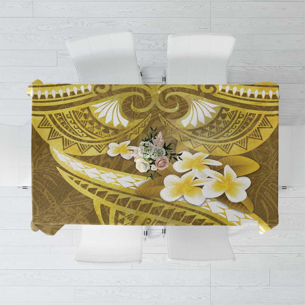 Gold Polynesia Tablecloth Tribal Pattern Tropical Frangipani