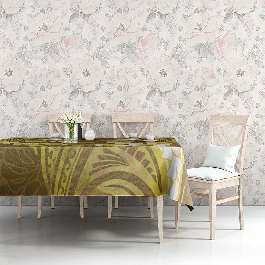 Gold Polynesia Tablecloth Tribal Pattern Tropical Frangipani LT14 - Polynesian Pride