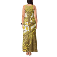 Gold Polynesia Tank Maxi Dress Tribal Pattern Tropical Frangipani LT14 - Polynesian Pride