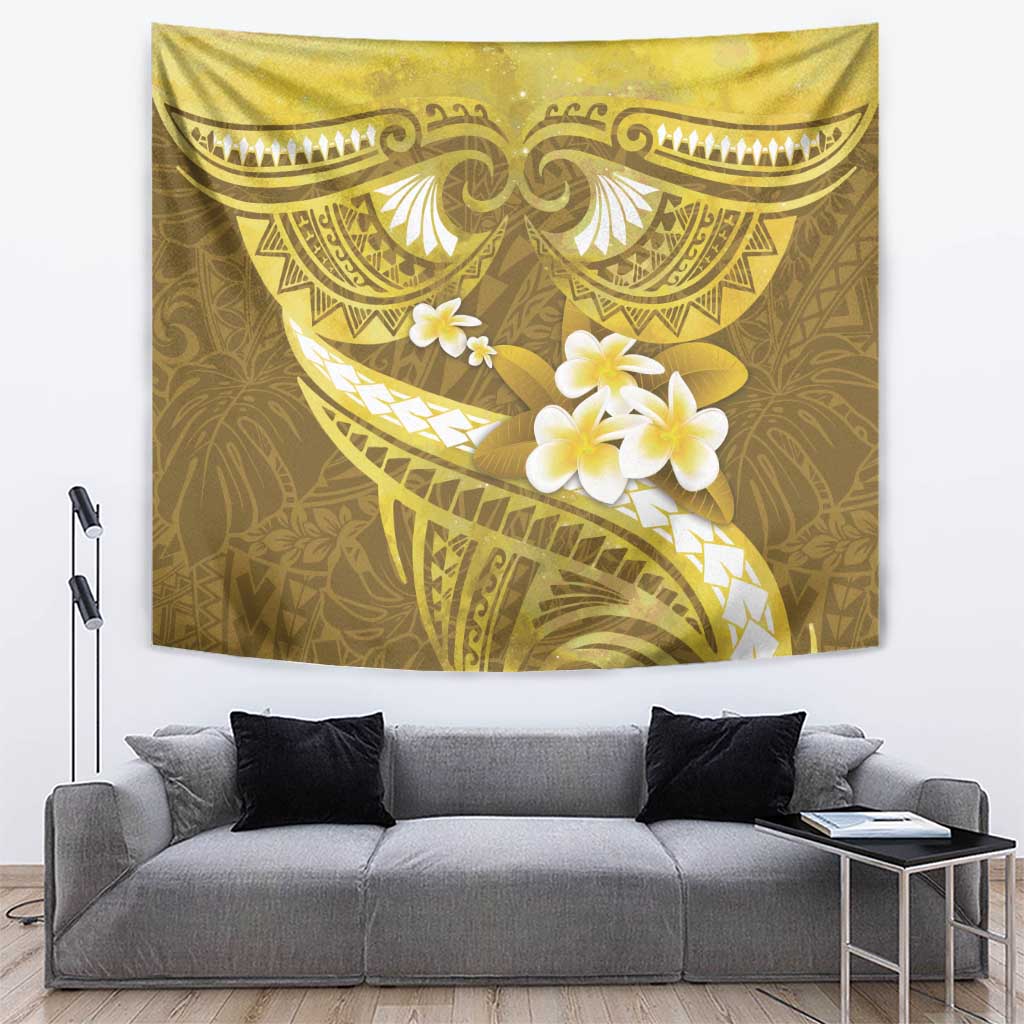 Gold Polynesia Tapestry Tribal Pattern Tropical Frangipani LT14 Gold - Polynesian Pride