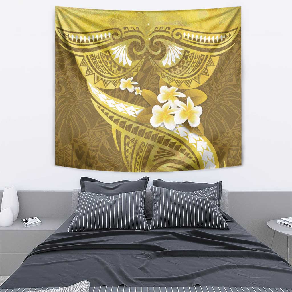 Gold Polynesia Tapestry Tribal Pattern Tropical Frangipani LT14 - Polynesian Pride