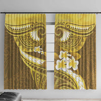 Gold Polynesia Window Curtain Tribal Pattern Tropical Frangipani LT14 With Hooks Gold - Polynesian Pride