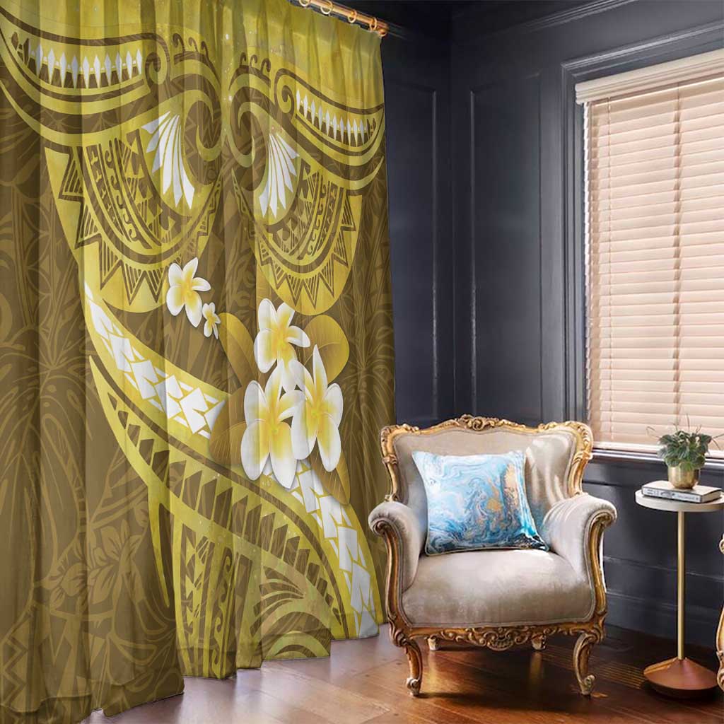 Gold Polynesia Window Curtain Tribal Pattern Tropical Frangipani LT14 - Polynesian Pride