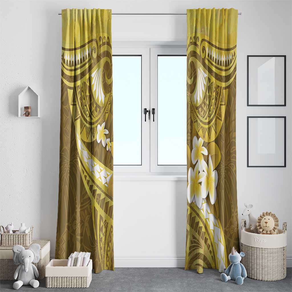 Gold Polynesia Window Curtain Tribal Pattern Tropical Frangipani LT14 - Polynesian Pride