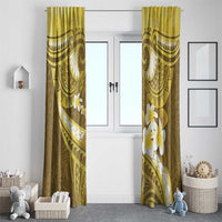 Gold Polynesia Window Curtain Tribal Pattern Tropical Frangipani LT14 - Polynesian Pride