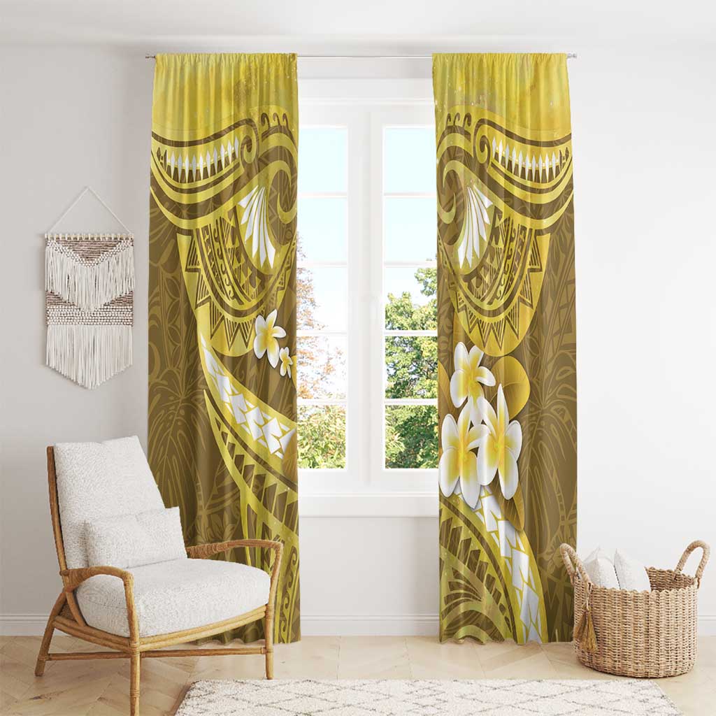 Gold Polynesia Window Curtain Tribal Pattern Tropical Frangipani LT14 - Polynesian Pride