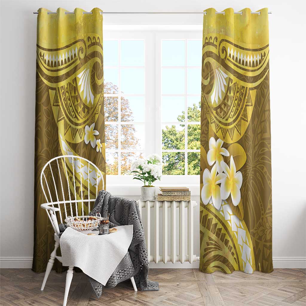 Gold Polynesia Window Curtain Tribal Pattern Tropical Frangipani LT14 - Polynesian Pride