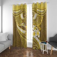 Gold Polynesia Window Curtain Tribal Pattern Tropical Frangipani LT14 With Grommets Gold - Polynesian Pride