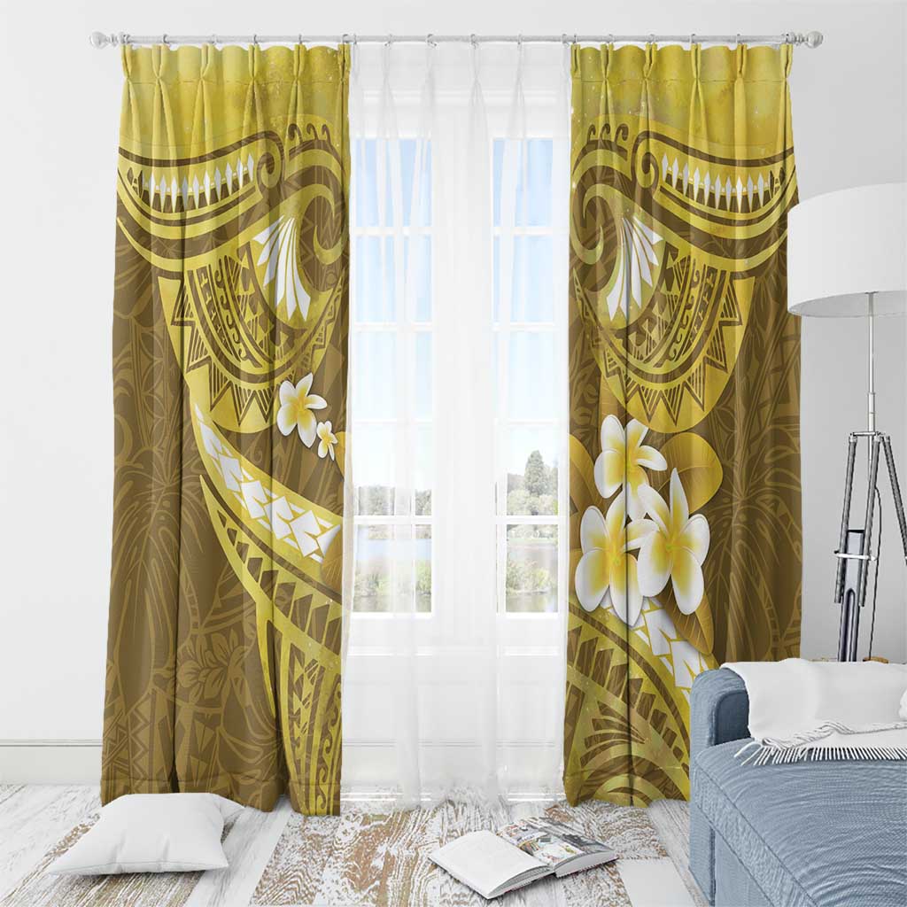 Gold Polynesia Window Curtain Tribal Pattern Tropical Frangipani LT14 - Polynesian Pride