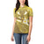 Gold Polynesia Women Polo Shirt Tribal Pattern Tropical Frangipani