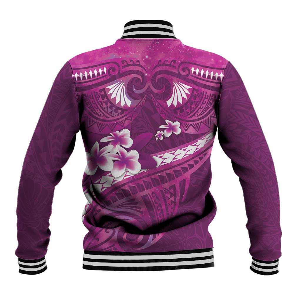 Pink Polynesia Baseball Jacket Tribal Pattern Tropical Frangipani LT14 - Polynesian Pride