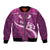 Pink Polynesia Bomber Jacket Tribal Pattern Tropical Frangipani