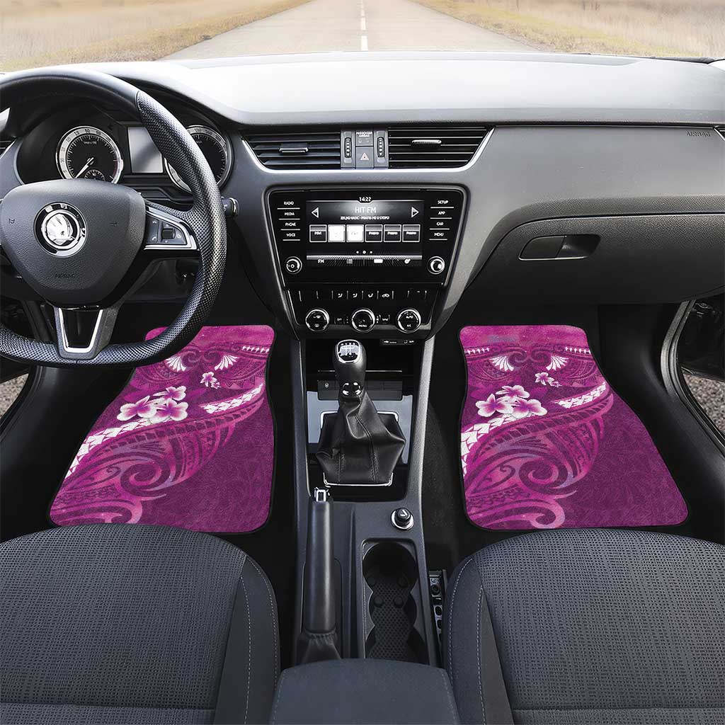Pink Polynesia Car Mats Tribal Pattern Tropical Frangipani LT14 Set 2pcs - Front Pink - Polynesian Pride