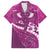 Pink Polynesia Family Matching Long Sleeve Bodycon Dress and Hawaiian Shirt Tribal Pattern Tropical Frangipani