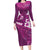 Pink Polynesia Family Matching Long Sleeve Bodycon Dress and Hawaiian Shirt Tribal Pattern Tropical Frangipani