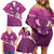 Pink Polynesia Family Matching Off Shoulder Short Dress and Hawaiian Shirt Tribal Pattern Tropical Frangipani