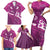 Pink Polynesia Family Matching Short Sleeve Bodycon Dress and Hawaiian Shirt Tribal Pattern Tropical Frangipani