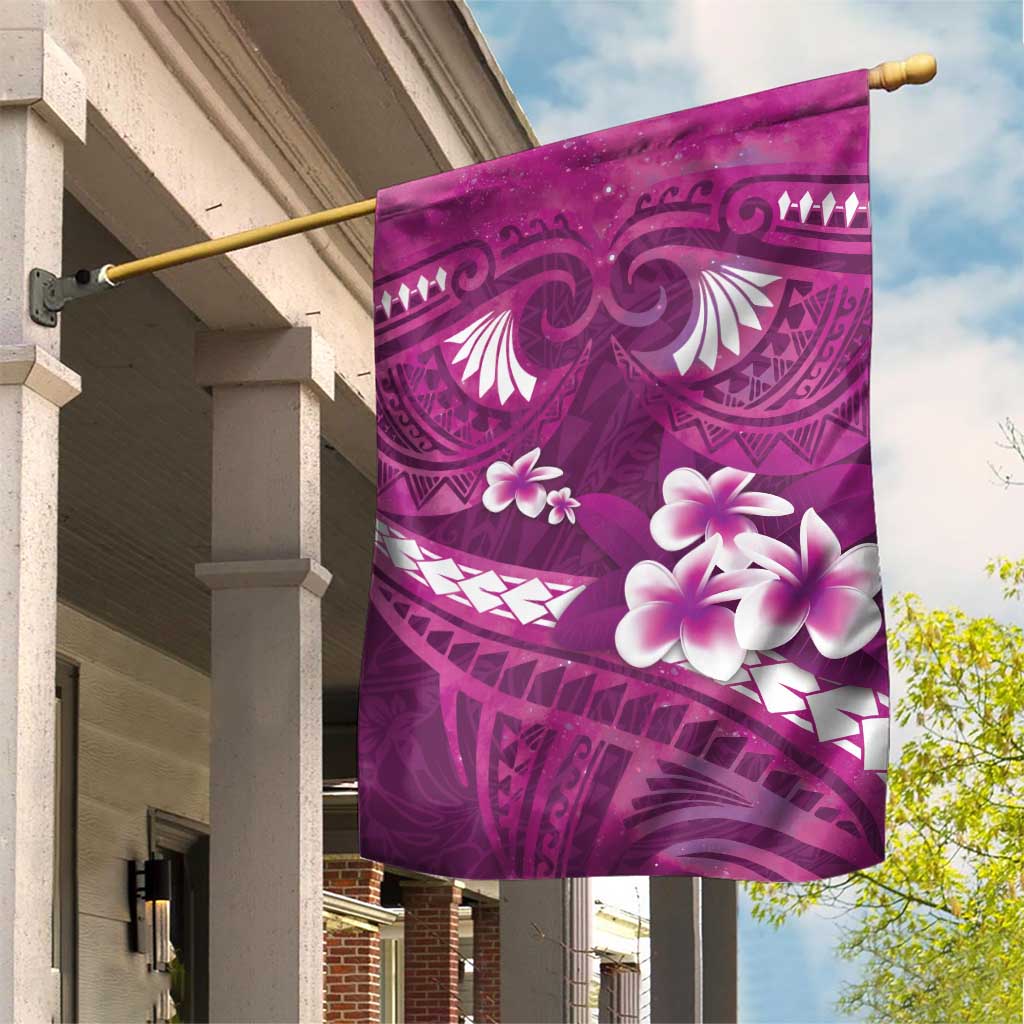 Pink Polynesia Garden Flag Tribal Pattern Tropical Frangipani LT14 House Flag Pink - Polynesian Pride