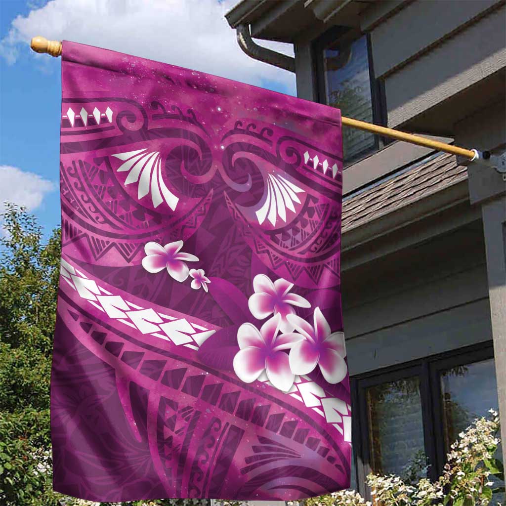Pink Polynesia Garden Flag Tribal Pattern Tropical Frangipani LT14 - Polynesian Pride