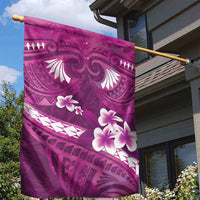 Pink Polynesia Garden Flag Tribal Pattern Tropical Frangipani LT14 - Polynesian Pride